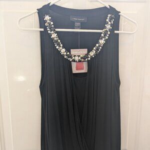 Cable & Gauge black woman's sz L sleeveless rhinestone top
